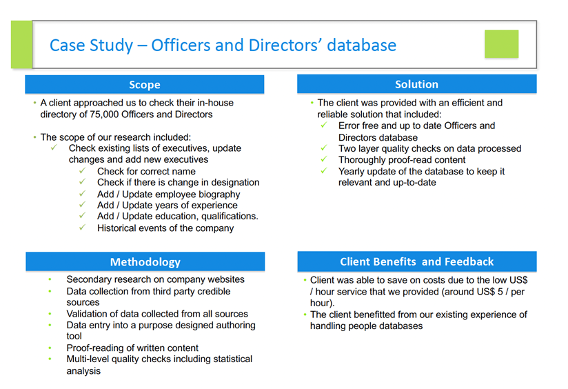 Offers and Director's Database